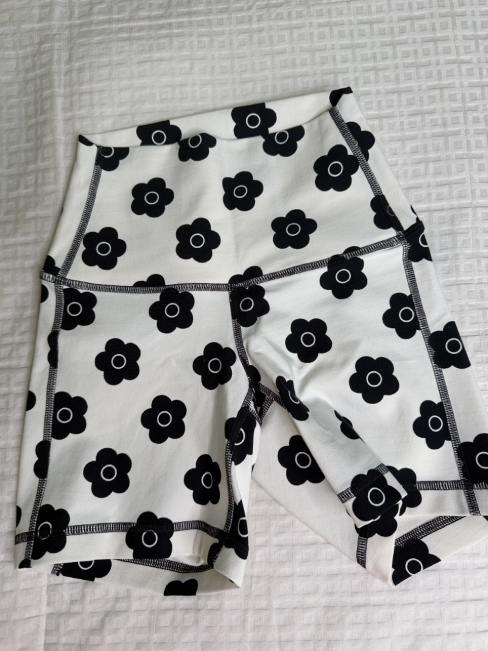 GIGI C Black & White Floral High-Rise Athletic Shorts